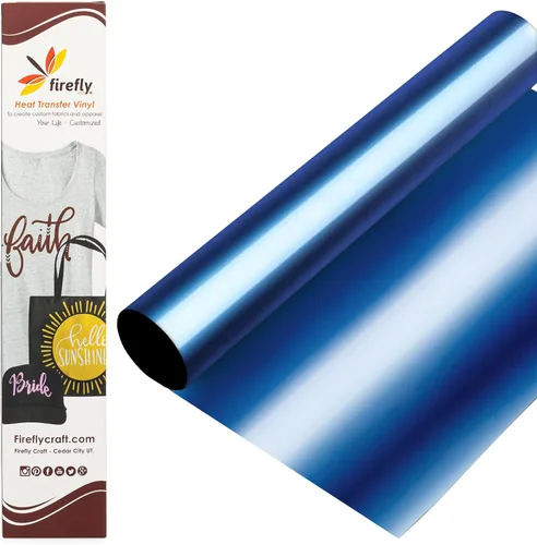 Firefly Craft - Lámina de vinilo elástico para transferencia de calor, HTV metálico, para planchar para usar con Cricut y Silhouette, para prensa de