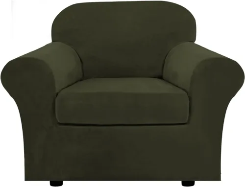 Miniatura 37 de H.VERSAILTEX - Funda elástica para sofá de 3 piezas, de suave terciopelo afelpado, para sofá biplaza con 2 cojines de hasta 72 pulgadas de ancho, se