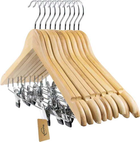 Miniatura 6 de Tosnail 10 ganchos de madera con clips de acero y ganchos, para faldas