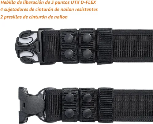 Miniatura 5 de TACNEX Cinturón de servicio con forro de gancho 4 soportes 2" de nylon de seguridad para oficial de policía y aplicación de la ley, cinturón