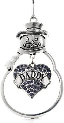 Miniatura 22 de Inspired Silver - Fuerza Aérea - Adorno de Navidad plateado - Adorno de árbol de Navidad con colgante de corazón azul con circonita cúbica