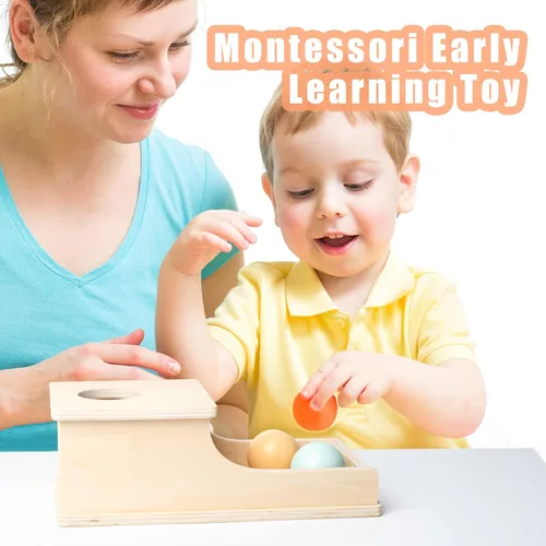 Miniatura 6 de Busy Edition Juguetes Montessori para bebés de 6 a 12 meses Caja de permanencia de objetos Caja de bolas de madera caídas Juguetes de juego