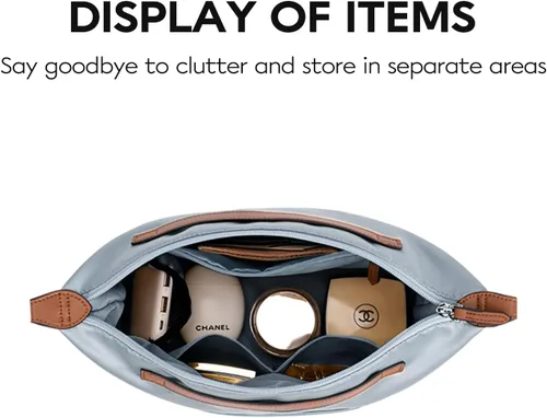 Miniatura 4 de Longchamp Neverful - Organizador de bolso con cremallera (28, azul claro) organizador de bolsas medianas, múltiples bolsillos con posición de taza