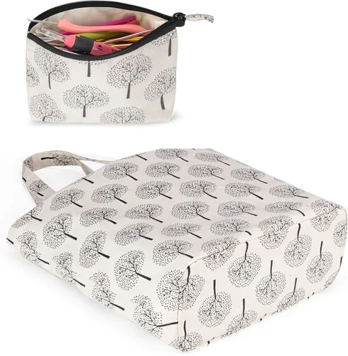 Miniatura 3 de Yarwo Bolsa de Tejer con Pequeña Bolsa con Cremallera, Bolsa de Hilo para Agujas de Tejer, Madejas de Hilo y Suministros de Tejer Para Llevar, Árbol