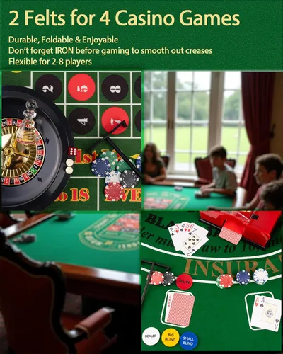 Miniatura 2 de Juego de casino 5 en 1 Pro Set: 125 Pro Poker Chip, Blackjack+Ruleta Rueda+Craps+Texas Holdem+Kit de juego de póker con alfombrilla de juego
