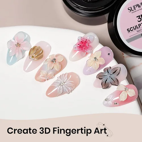 Miniatura 2 de Gel 3D para arte de uñas, gel duro sólido para esculpir uñas, no pegajoso para tallar, extensión de edificios con lápiz de arte de uñas, manicura