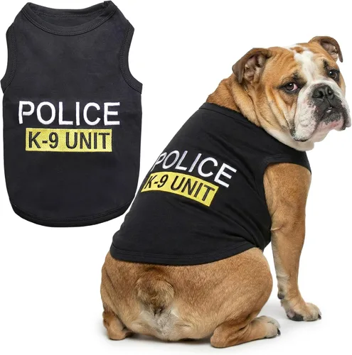 Miniatura 13 de Camiseta para Perro Parisian Pet - Camiseta Bordada FBI - 100% Algodón, Ropa Transpirable para Perros - Chaleco para Mascotas Sin Mangas - Camisas