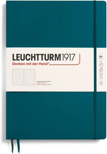 Miniatura 32 de LEUCHTTURM1917 - Cuaderno de tapa dura Master Slim A4+ - 123 páginas numeradas para escritura y diario (salvia, a rayas)