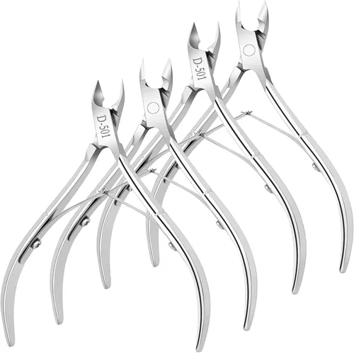 Miniatura 9 de Paquete de 4 pinzas de cutículas, recortadora de cutículas de acero inoxidable de alta calidad para manicura y pedicura en el hogar, spa/salón