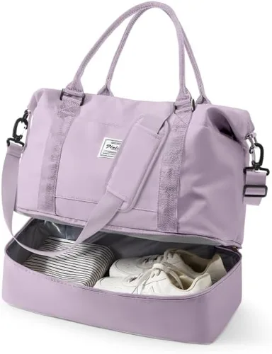 Miniatura 18 de VECAVE Bolsa de viaje para mujer, bolsa deportiva para gimnasio, E20-Púrpura profundo, Grande, Bolsa de viaje