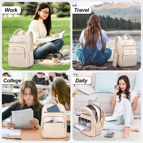 Miniatura 6 de Mochila Tealari para laptop para mujeres, mochila para laptop de 15.6 pulgadas para el trabajo, mochila de viaje impermeable, mochila universitaria