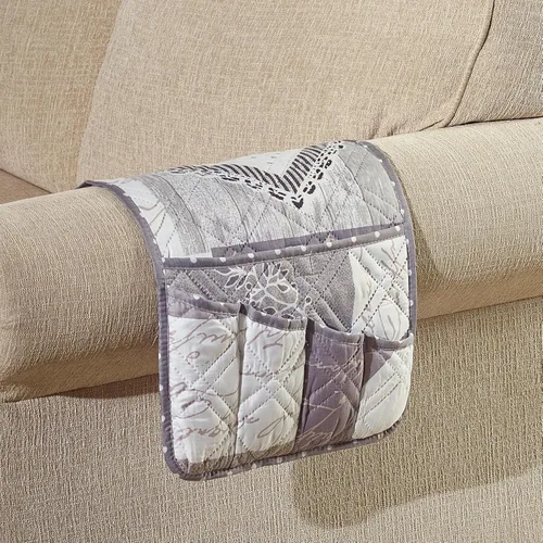 Miniatura 15 de Brilliant Sunshine - Organizador de apoyabrazos de sofá de terciopelo gris con 5 bolsillos, soporte antideslizante para sillón reclinable