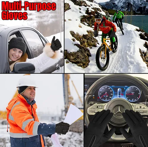 Miniatura 5 de Guantes de invierno para hombres y mujeres, resistentes al viento, para pantalla táctil, antideslizantes, para clima frío, guantes cálidos