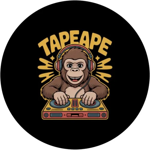 Miniatura 3 de TAPEAPE - Tocadiscos Dj Monkey Retro Funky Party Vibes PopSockets Adhesivo PopGrip