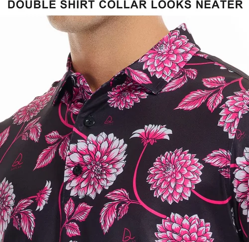 Miniatura 5 de DEOLAX Mens Golf Shirt Fashion Print Floral Polo Shirts Short Sleeve Soft Classic Casual Dry Fit Golf Shirt for Men