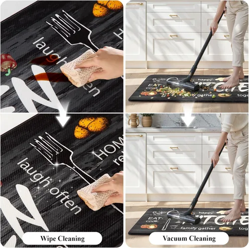 Miniatura 5 de KIMODE Alfombra de Cocina Antifatiga 2 Piezas, Alfombras de Cocina Antideslizantes e Impermeables, Alfombra de Cocina de Estilo Rústico en Gris