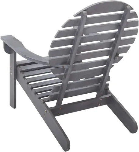 Miniatura 4 de Silla Adirondack de madera de acacia maciza, gris, 27.2 pulgadas de ancho x 35.0 pulgadas de alto, acabado desgastado, para asientos al aire libre