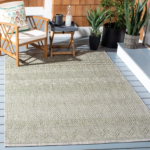 Miniatura 26 de SAFAVIEH Alfombra lavable para exteriores, colección Courtyard de 2.3 x 16 pies, color negro y gris, no desprende pelusa y de fácil limpieza, ideal