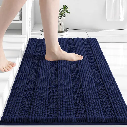 Miniatura 89 de Grandaily Alfombras de baño de felpilla a rayas de 24 x 16 pulgadas, extra gruesas y suaves, absorbentes, parte trasera de goma, alfombra de ducha