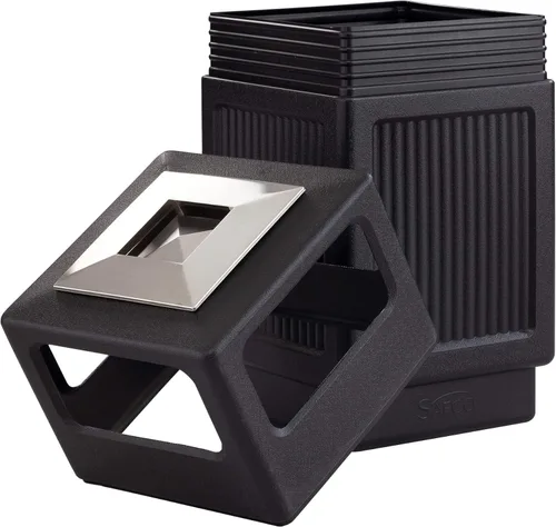 Miniatura 14 de Safco Products Canmeleon - bote de basura para interiores y exteriores, con tapa abierta, color negro, cinco paneles acanalados, capacidad de 30