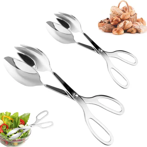 Paquete de 2 pinzas para bufé, pinzas de ensalada de acero inoxidable, pinzas para servir para cocina del hogar, pasteles, pan, catering, fiesta,