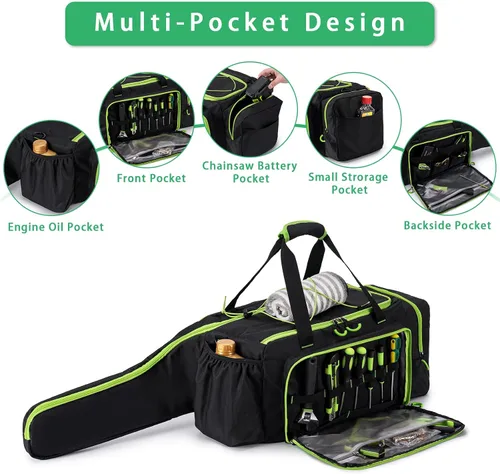 Miniatura 3 de Estuche para motosierra, bolsa duradera para motosierra con bandeja extraíble a prueba de derrames y fácil de limpiar, funda de transporte