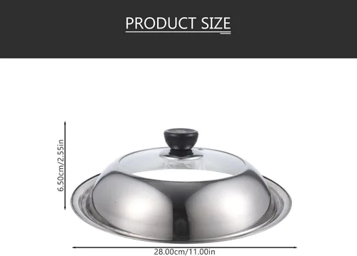 Miniatura 3 de YARNOW Cubierta de olla visible de 11 pulgadas con perilla y tapa de vidrio transparente para cocinar sartén y wok accesorio de utensilios de cocina