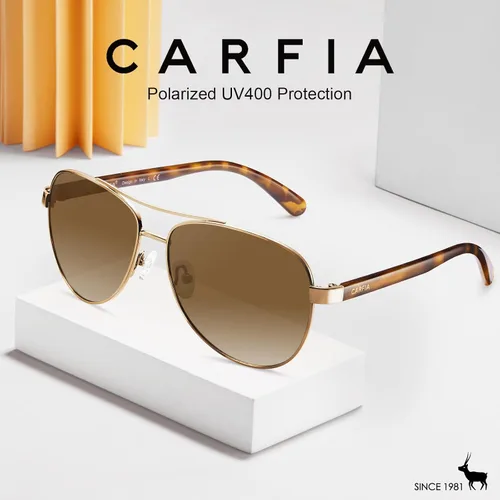 Miniatura 11 de CARFIA Gafas de sol polarizadas para mujer, protección UV, brazos de acetato, marco de metal, sombras para mujer, CA3216