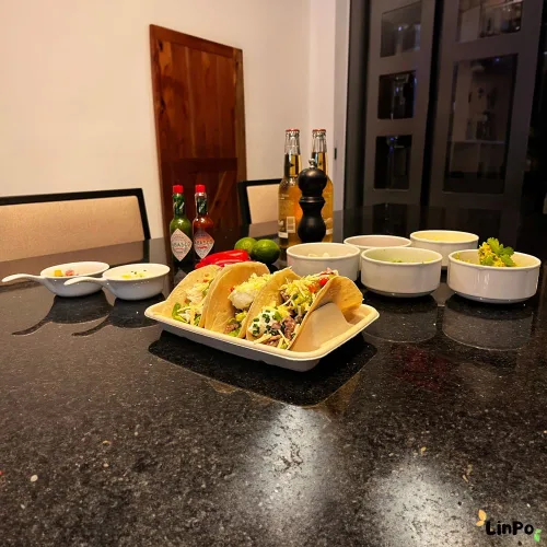 Miniatura 7 de Soporte desechable para tacos - Paquete de 25 platos biodegradables para tacos, kit de tacos, suministros para fiestas de tacos, bandeja de tacos