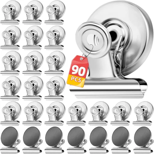 Miniatura 25 de VNDUEEY Paquete de 20 imanes para nevera, clips magnéticos fuertes resistentes, clips magnéticos para pizarra blanca, imanes para nevera, taquilla