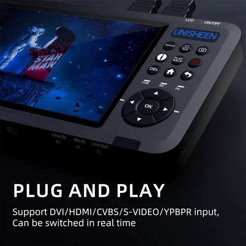 Miniatura 3 de Grabadora de video 1080P 60FPS USB2.0 con pantalla de 7 pulgadas, captura DVI/HDMI/CVBS/VGA/YPBPR desde VCR, DVD, cintas VHS, videocámaras, Hi8,
