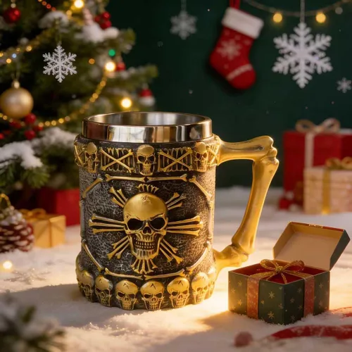 Miniatura 3 de Taza de café con diseño de calavera, taza de calavera, regalo DND, taza de cerveza vikinga de acero inoxidable de doble pared para beber, vaso