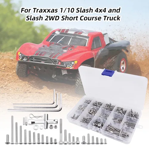 Miniatura 6 de Kit de tornillos RC M2.5 M3 M4, arandelas, tuercas de bloqueo, clips de cuerpo, pasadores de rueda, llave cruzada, cierre de hardware para 1/10