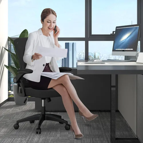 Miniatura 2 de naspaluro Silla de oficina ergonómica, sillas de escritorio con respaldo medio con altura ajustable, silla giratoria con brazos abatibles y soporte