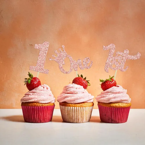 Miniatura 7 de 24 piezas de adornos para pastel con purpurina, adornos para magdalenas de 1er cumpleaños para baby shower, adornos para pastel de 1er cumpleaños