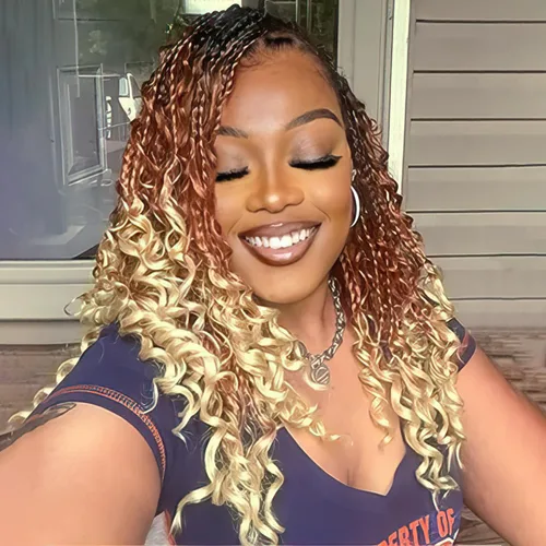 Miniatura 15 de Goddess Box Braids 1B3330 - Trenzas de ganchillo bohemias de 10 pulgadas para mujeres negras, paquete de 7 paquetes de trenzas bohemias preenlazadas