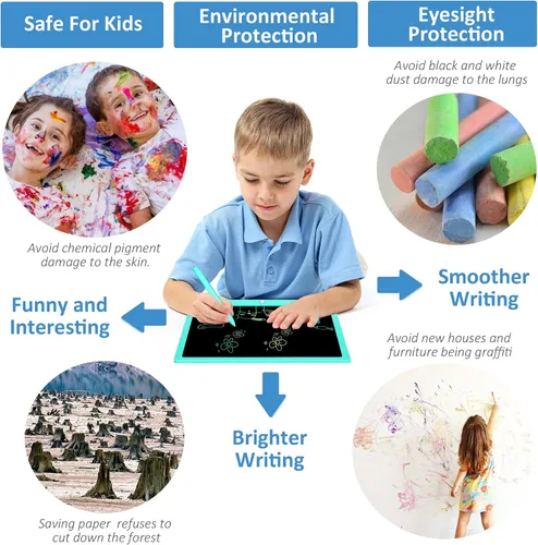 Miniatura 4 de Juguetes para niños y niñas de 3, 4, 5, 6, 7, 8 años, tableta de escritura LCD de 15 pulgadas, tablero de garabatos, almohadillas de dibujo Azul