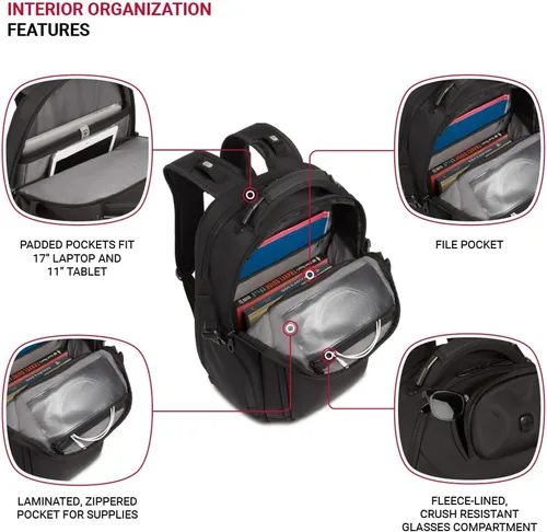 Miniatura 4 de SwissGear Endure ScanSmart – Mochila para portátil con tecnología TSA aprobada – Compatible con la mayoría de laptops de 17" – Múltiples bolsillos