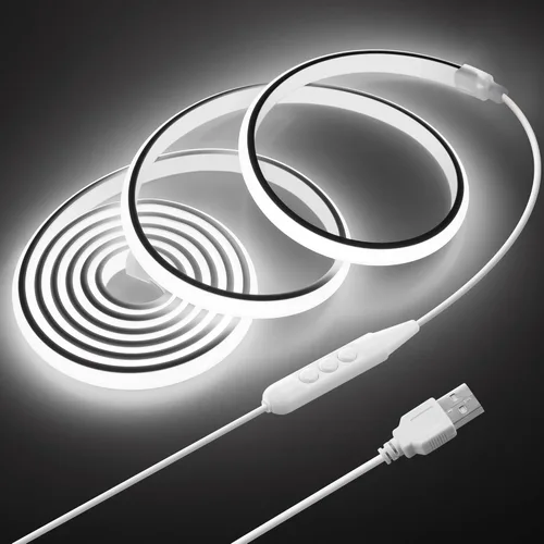 Miniatura 11 de Tira de luces LED blancas de luz diurna de 16.4 pies, 24 V, impermeable, kit de tira LED COB con control remoto, luz de cinta LED flexible regulable