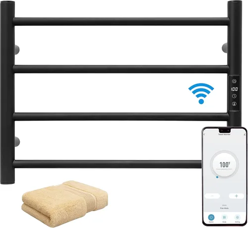 Miniatura 14 de KEG Calentador de toallas montado en la pared con temporizador incorporado 4 barras de acero inoxidable eléctrico calentado toallero para baño