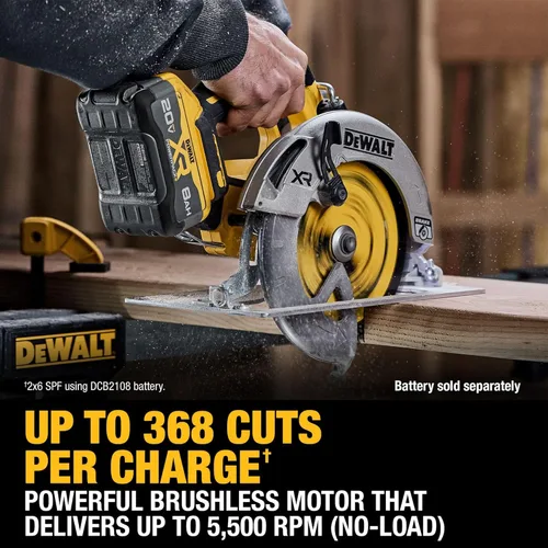 Miniatura 9 de DEWALT Sierra circular inalámbrica sin escobillas de 20 V MAX XR de 7-1/4 pulgadas, solo herramienta (DCS590B)