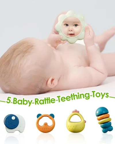 Miniatura 6 de dearlomum Alfombra de Juego para Bebés, Divertido Piano de Juego para Tiempo de Barriga con 5 Juguetes Sensoriales para Bebés, Música y Luces, Verde
