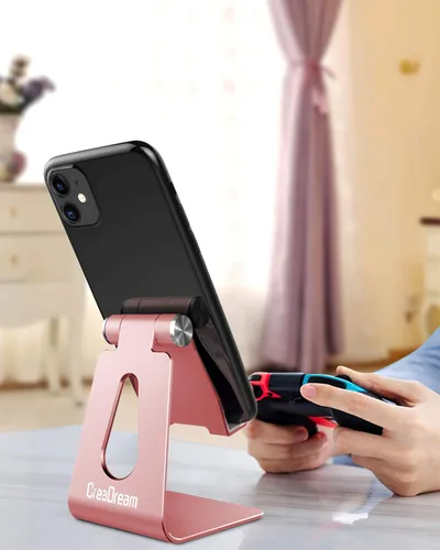 Miniatura 4 de CreaDream Soporte Ajustable para Teléfono Celular, Soporte para Teléfono, Cuna, Muelle, Soporte, Soporte de Escritorio de Aluminio Compatible