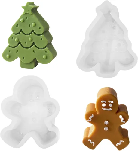 Miniatura 5 de 4PCS Moldes de Silicona para Árbol de Navidad, Moldes de Velas 3D para Hacer Velas Perfumadas, Jabón Hecho a Mano, Bomba de Baño, Barra de Loción, 4