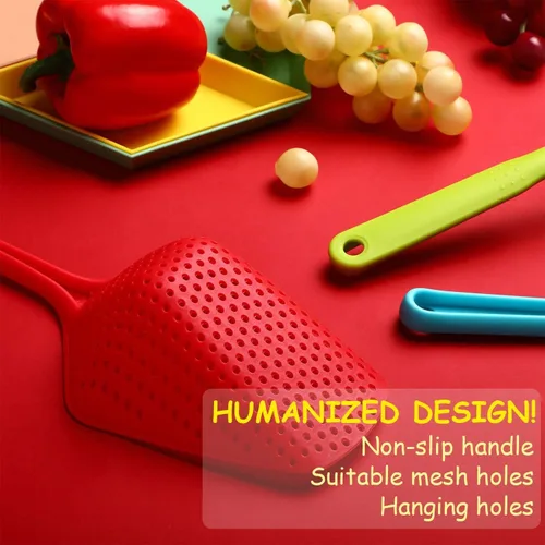 Miniatura 3 de Colador de nailon para cocina, cuchara espumadera con mango largo, coladores de pala de drenaje, palas con fugas de agua, coladores de pala