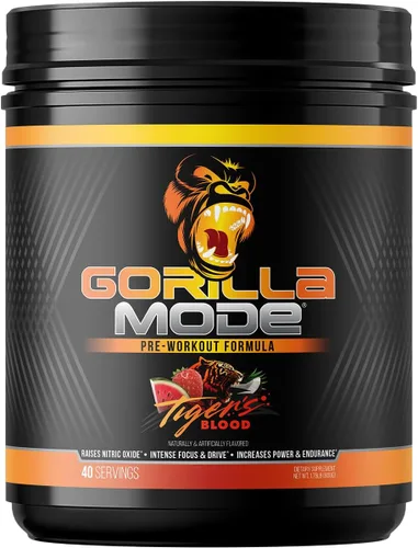 Miniatura 12 de Gorilla Mind Pre entrenamiento - Bombas masivas de energía de enfoque láser - L-citrulina, creatina, L-tirosina, betaína, hidroprime, alfa-GPC, 400