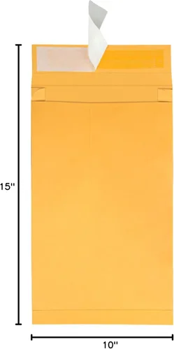 Miniatura 4 de Quality Park Redi-Strip - Sobre de expansión Kraft, #15, solapa cuadrada, cierre adhesivo Redi-Strip, 10 x 15, marrón kraft, 25