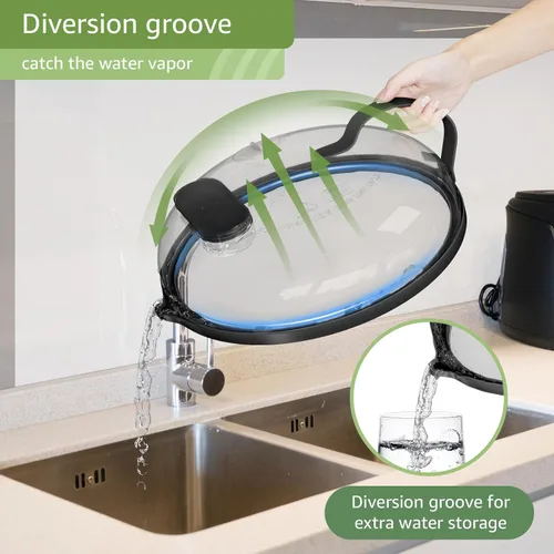 Miniatura 6 de Cubierta contra salpicaduras de microondas con vaporizador de agua para alimentos, protector de salpicaduras de microondas de vapor de 10 pulgadas