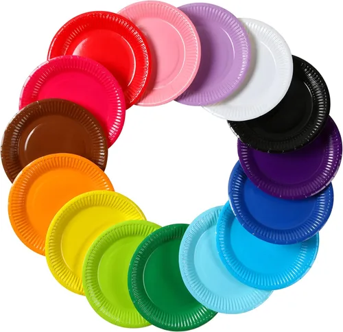 Thenshop 300 platos de papel coloridos de 7 pulgadas desechables para fiesta de postre pastel suministros de fiesta de cumpleaños (colores clásicos)