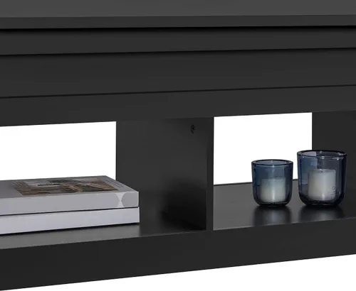Miniatura 8 de Topeakmart Mesa auxiliar elevable con compartimento de almacenamiento oculto y estante abierto, mesa de cóctel de granja para sala de estar
